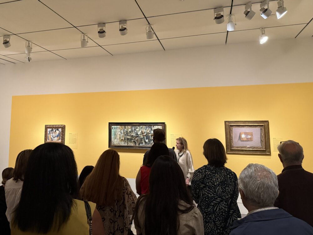 MFAH Consulting Curator of European Art Ann Dumas speaks in the Picasso-Klee-Matisse exhibition on May 15, 2026 (Photo Credit: Sophia Jozwiak/Houston Public Media)
