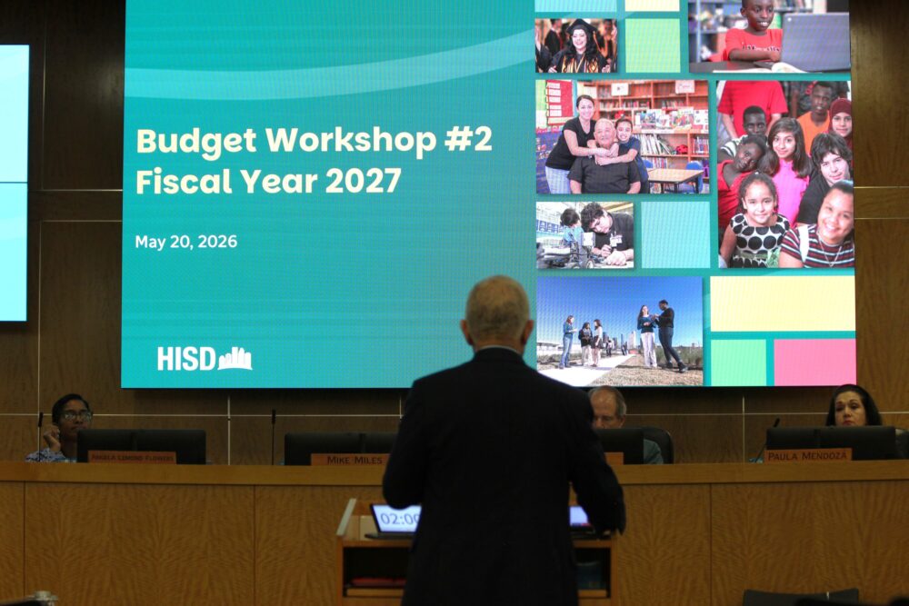 HISD Superintendent Mike Miles presents changes at the second budget workshop