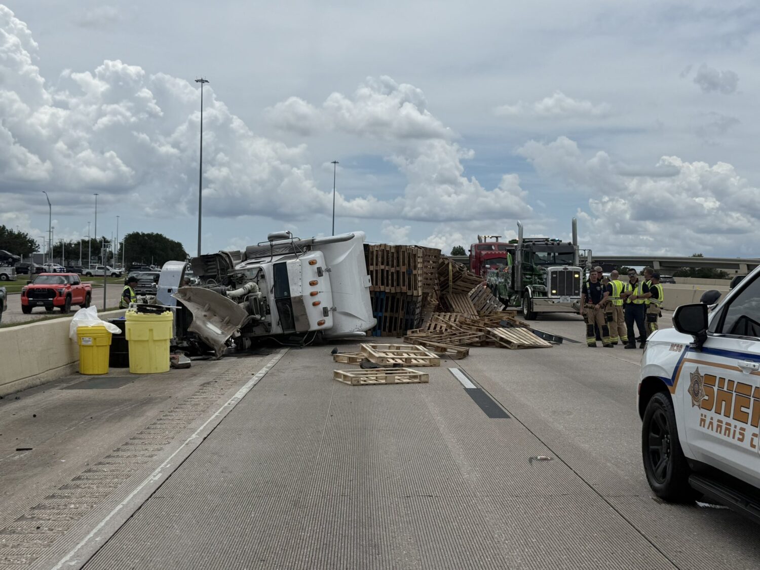 Westbound US 290 closed in Cypress area due to overturned 18-wheeler