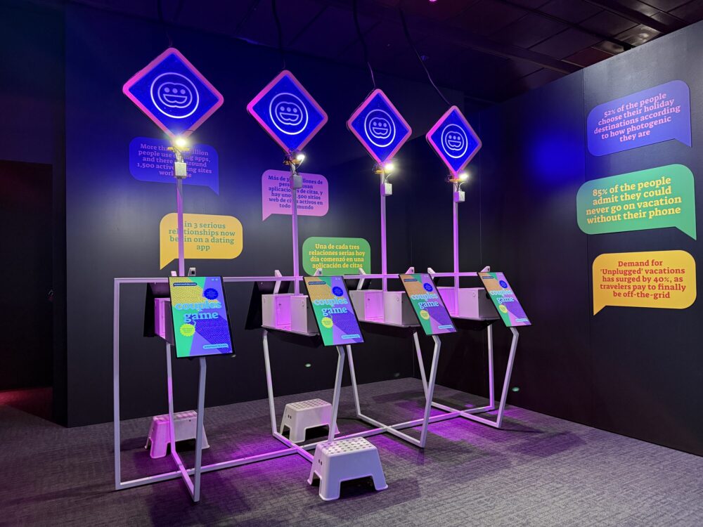 A mini game within HMNS's "Clickbait" exhibit. (Photo Credit: Sophia Jozwiak/Houston Public Media)