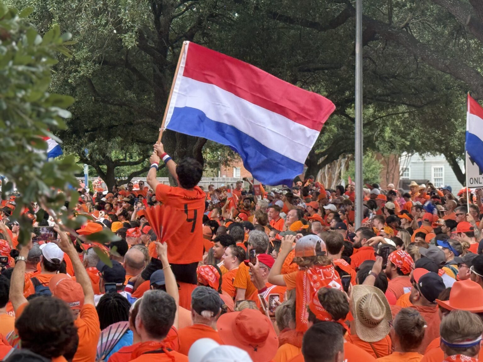 Thousands of Dutch and Swedish fans march to Houston Stadium ahead of ...