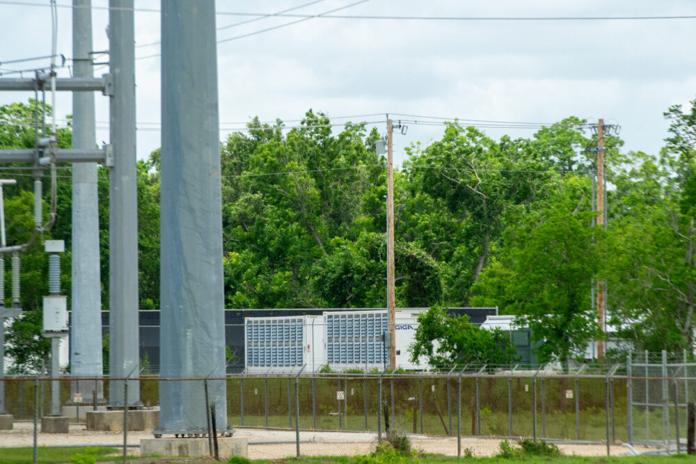 Several compute units inside a data center located just outside of the City of Brazoria.