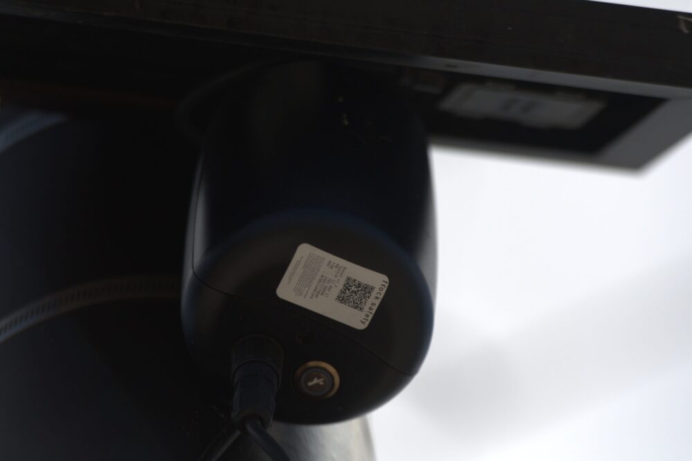A Flock gunshot detector located in a Home Depot parking lot in Houston. (Photo Credit: Kyle McClenagan/Houston Public Media)